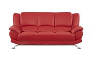 Red leather sofa w/ chrome legs by Global additional picture 5