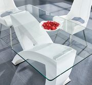 White base dining table with rectangular glass top by Global additional picture 2