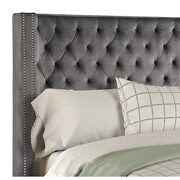Square gray velvet glam style queen bed by Galaxy additional picture 4