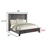 Square gray velvet glam style queen bed by Galaxy additional picture 7