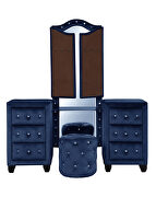 Square navy blue velvet glam style queen bed by Galaxy additional picture 19