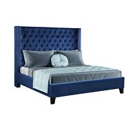 Square navy blue velvet glam style queen bed by Galaxy additional picture 7