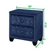 Square navy blue velvet glam style queen bed by Galaxy additional picture 8