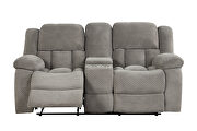 Gray chennille upholstery manual reclining sofa by Galaxy additional picture 7