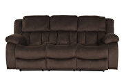 Brown chennille upholstery manual reclining sofa by Galaxy additional picture 13