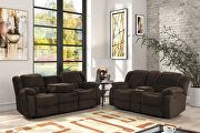 Brown chennille upholstery manual reclining sofa by Galaxy additional picture 16