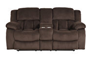 Brown chennille upholstery manual reclining loveseat by Galaxy additional picture 2