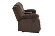 Brown chennille upholstery manual reclining loveseat by Galaxy additional picture 4
