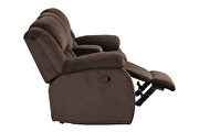 Brown chennille upholstery manual reclining loveseat by Galaxy additional picture 5