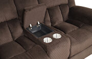 Brown chennille upholstery manual reclining loveseat by Galaxy additional picture 8