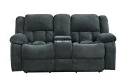 Green chennille upholstery manual reclining loveseat by Galaxy additional picture 2
