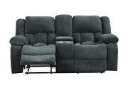 Green chennille upholstery manual reclining loveseat by Galaxy additional picture 3