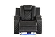 Gray faux leather upholstery power reclining sofa by Galaxy additional picture 2