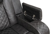 Gray faux leather upholstery power reclining sofa by Galaxy additional picture 8