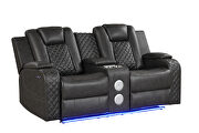 Gray faux leather upholstery power reclining sofa by Galaxy additional picture 10