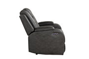 Gray faux leather upholstery power reclining chair by Galaxy additional picture 4