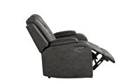 Gray faux leather upholstery power reclining chair by Galaxy additional picture 5