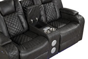 Gray faux leather upholstery power reclining loveseat by Galaxy additional picture 7