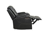 Black faux leather upholstery power reclining sofa by Galaxy additional picture 11
