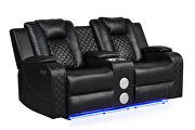 Black faux leather upholstery power reclining sofa by Galaxy additional picture 13