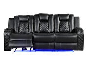 Black faux leather upholstery power reclining sofa by Galaxy additional picture 18