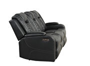 Black faux leather upholstery power reclining sofa by Galaxy additional picture 20