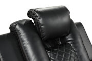 Black faux leather upholstery power reclining sofa by Galaxy additional picture 3