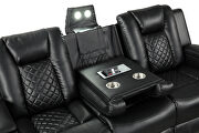 Black faux leather upholstery power reclining sofa by Galaxy additional picture 6