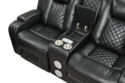 Black faux leather upholstery power reclining sofa by Galaxy additional picture 7