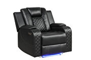 Black faux leather upholstery power reclining sofa by Galaxy additional picture 9