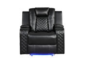 Black faux leather upholstery power reclining chair by Galaxy additional picture 5