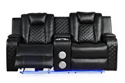 Black faux leather upholstery power reclining loveseat by Galaxy additional picture 3