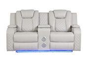 Ice faux leather upholstery power reclining loveseat by Galaxy additional picture 2