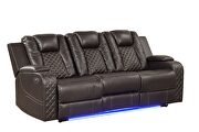 Led & power reclining sofa made with faux leather in brown by Galaxy additional picture 13