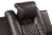 Led & power reclining sofa made with faux leather in brown by Galaxy additional picture 14