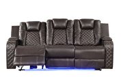 Led & power reclining sofa made with faux leather in brown by Galaxy additional picture 15