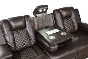 Led & power reclining sofa made with faux leather in brown by Galaxy additional picture 3