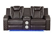 Led & power reclining sofa made with faux leather in brown by Galaxy additional picture 5