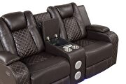 Led & power reclining sofa made with faux leather in brown by Galaxy additional picture 6