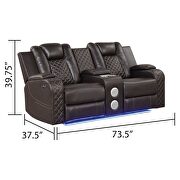 Led & power reclining loveseat made with faux leather in brown by Galaxy additional picture 4