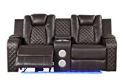 Led & power reclining loveseat made with faux leather in brown by Galaxy additional picture 10