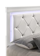 White finish button tufted faux leather headbord queen bed w/ led light by Galaxy additional picture 4