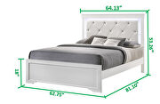White finish button tufted faux leather headbord queen bed w/ led light by Galaxy additional picture 5