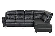 Sectional sofa made with faux leather in black by Galaxy additional picture 5