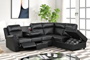 Sectional sofa made with faux leather in black by Galaxy additional picture 9