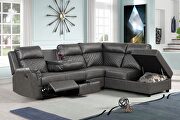 Sectional sofa made with faux leather in gray by Galaxy additional picture 9