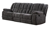 Gray microfiber/ microsuede upholstery manual reclining sofa by Galaxy additional picture 9
