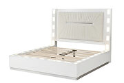 White finish cutting-edge profile queen bed w/led ambient nightlight by Galaxy additional picture 2