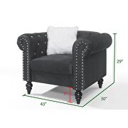 Gray finish luxurious velvet fabric transitional design chair by Galaxy additional picture 3
