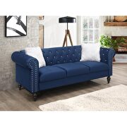 Navy finish luxurious velvet fabric transitional design sofa by Galaxy additional picture 2